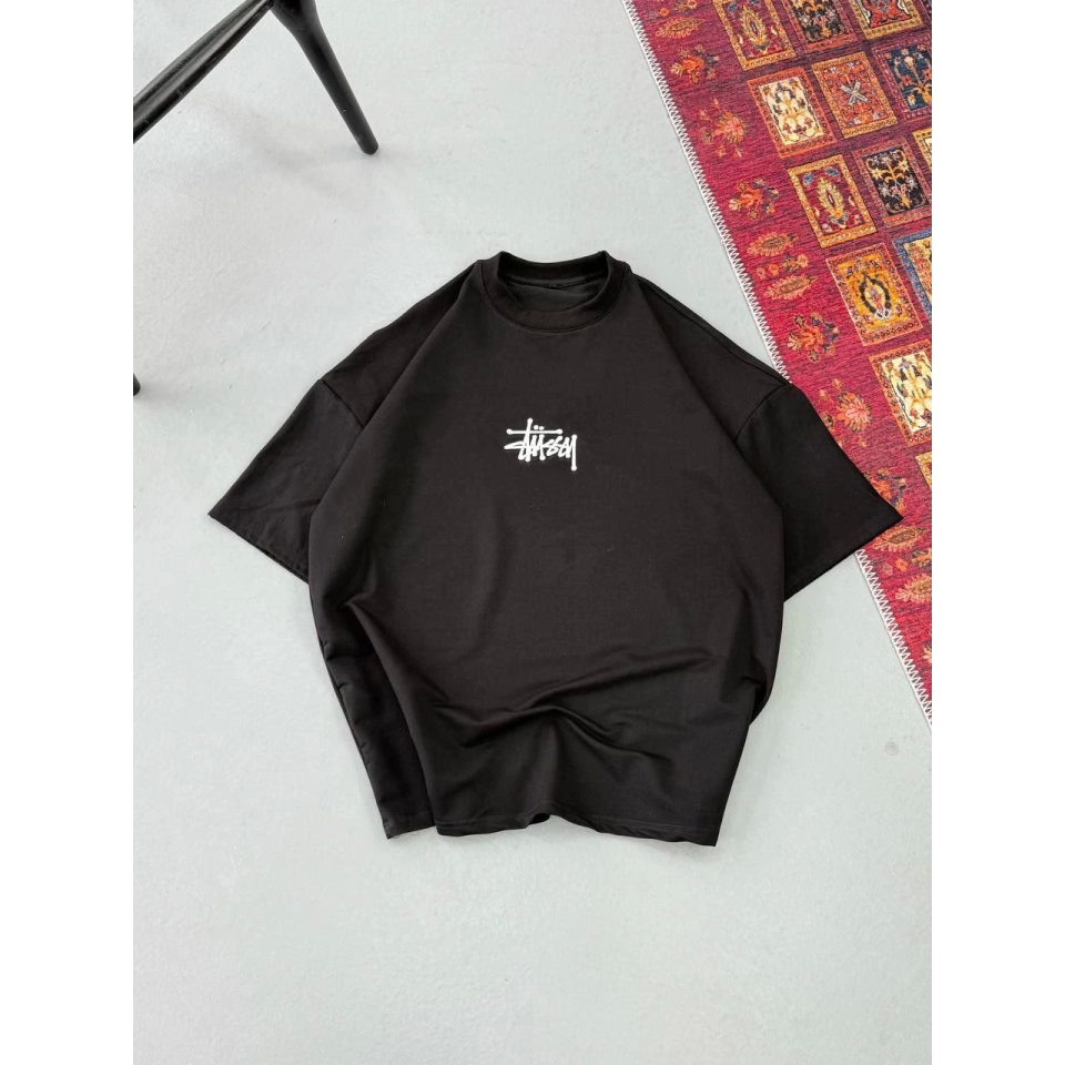 Erkek Baskılı Oversize T-shirt - Siyah