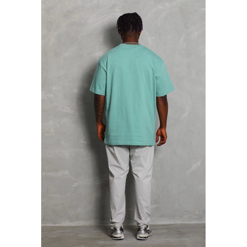 Unisex Oversize Düz Bisiklet Yaka T-Shirt - Mint Yeşili