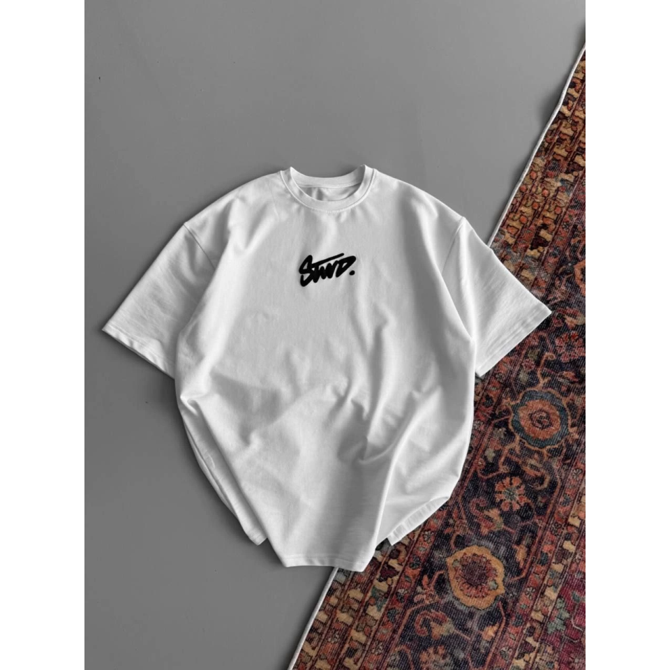 Baskılı Oversize T-shirt - Beyaz