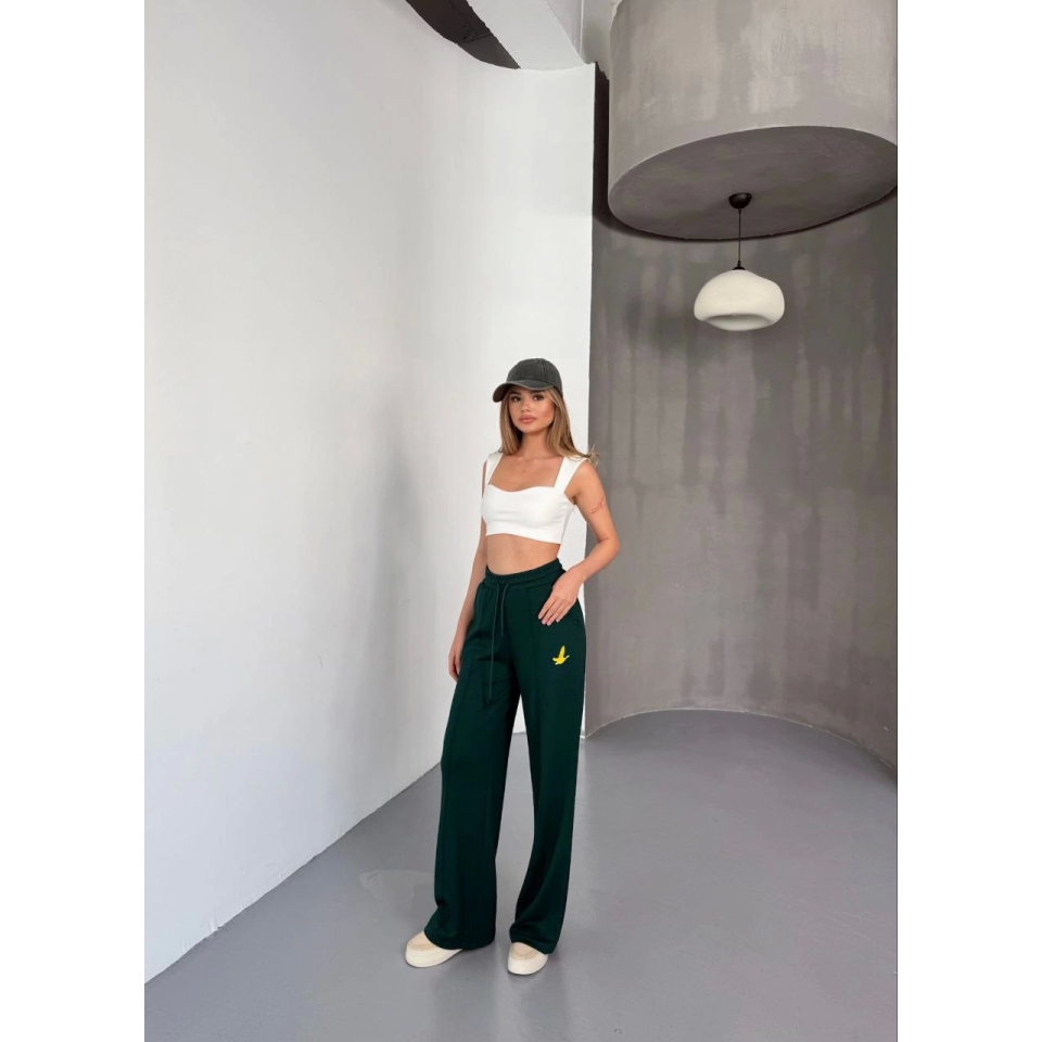 Osy Modal Yumuşak Dokulu Kumaş Nakış Işlemeli Rahat Bol Paça Eşofman Pantalon - Siyah