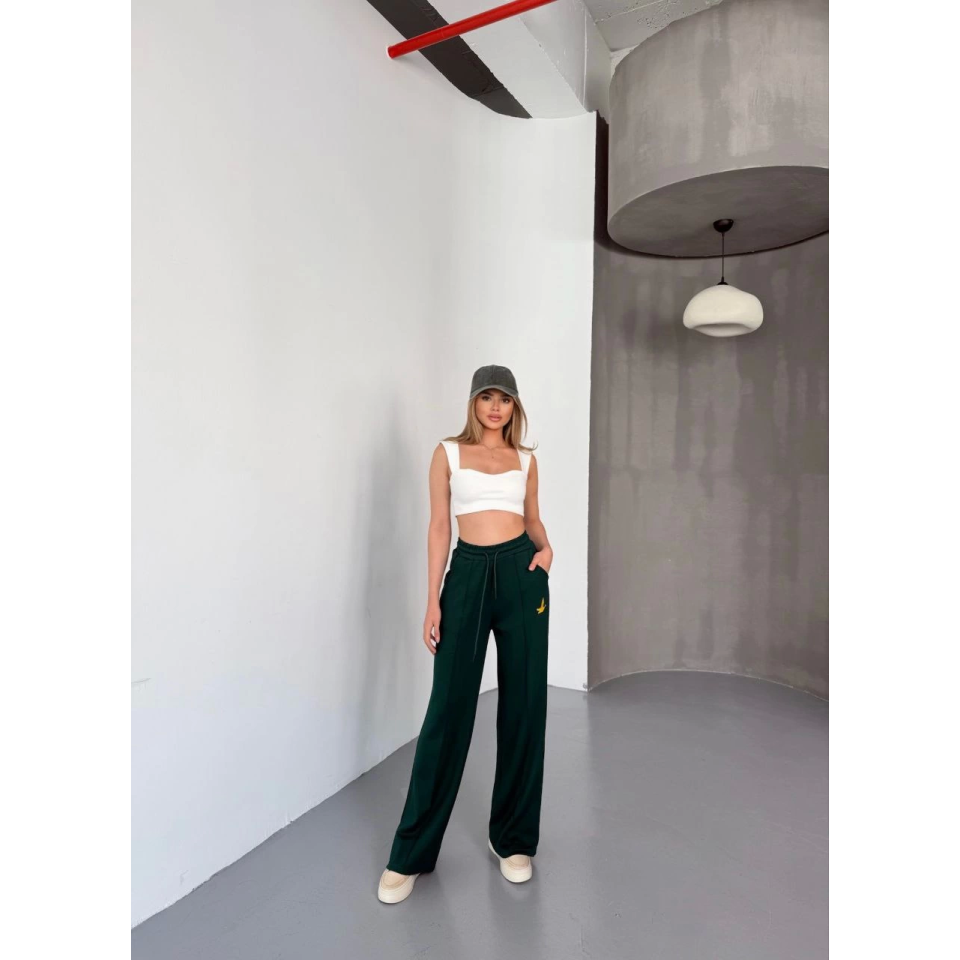 Osy Modal Yumuşak Dokulu Kumaş Nakış Işlemeli Rahat Bol Paça Eşofman Pantalon - Siyah
