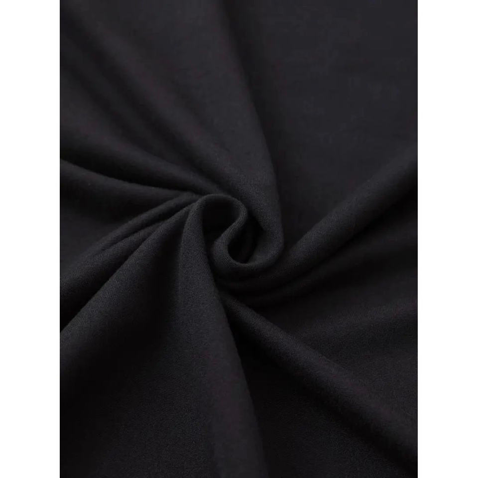 Baskılı Oversize Bisiklet Yaka T-shirt - Siyah