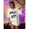 Baskılı Oversize Bisiklet Yaka T-shirt - Beyaz