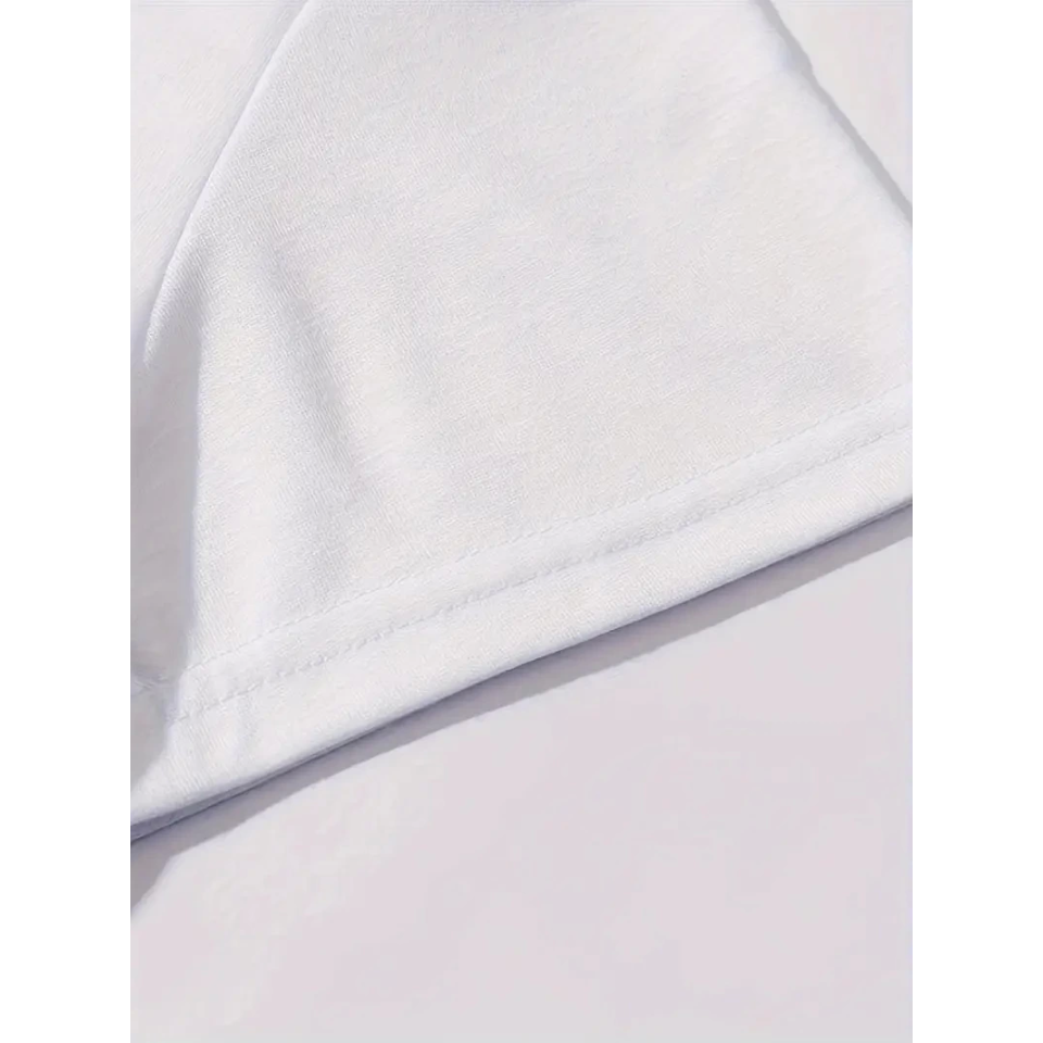 Baskılı Oversize Bisiklet Yaka T-shirt - Beyaz