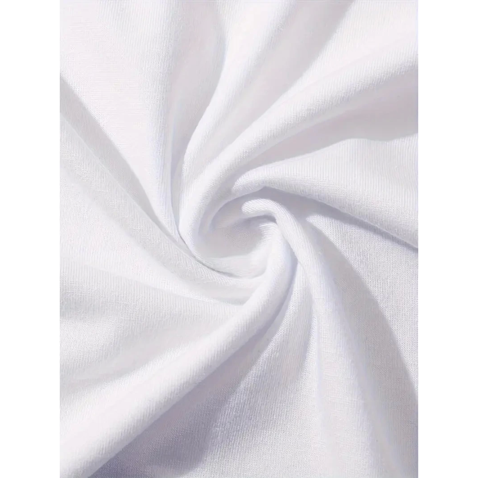 Baskılı Oversize Bisiklet Yaka T-shirt - Beyaz