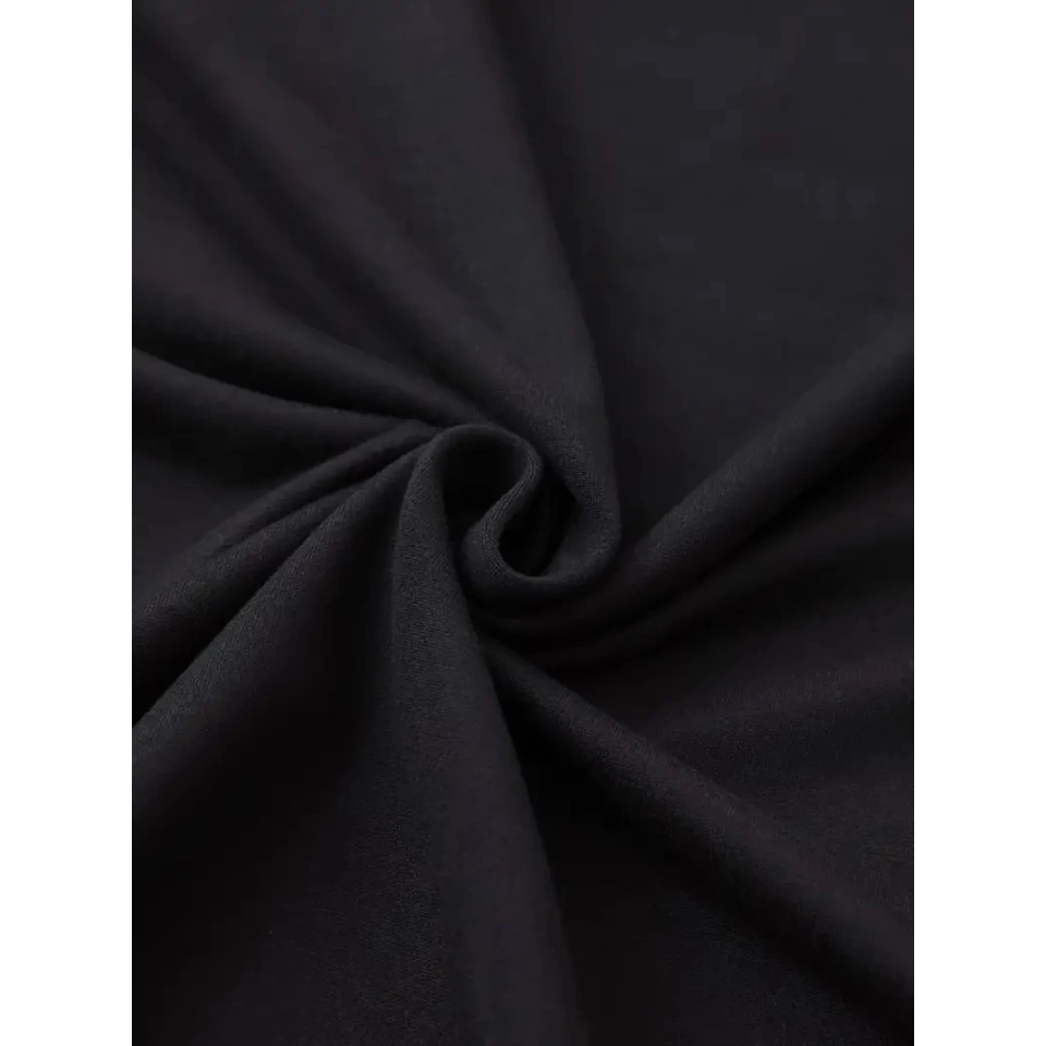 Baskılı Oversize Bisiklet Yaka T-shirt - Siyah