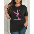 Baskılı Oversize Bisiklet Yaka T-shirt - Beyaz