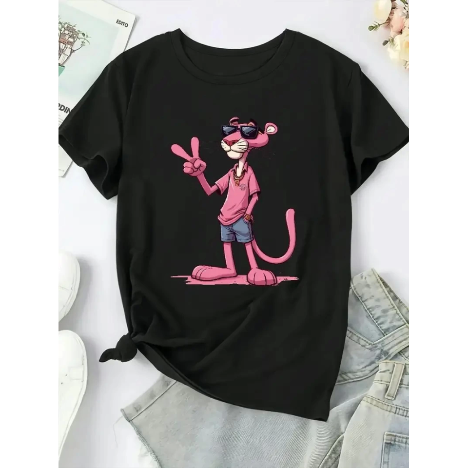 Baskılı Oversize Bisiklet Yaka T-shirt - Beyaz