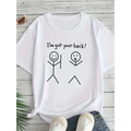 Baskılı Oversize Bisiklet Yaka T-shirt - Beyaz