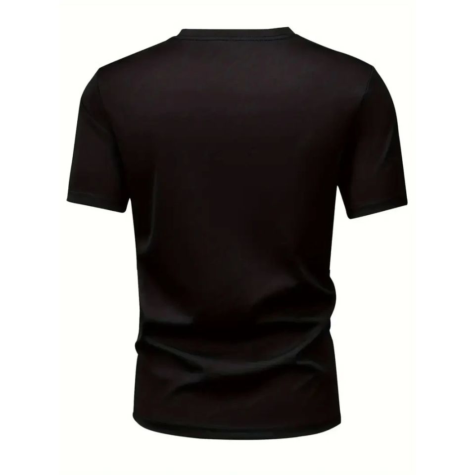 Baskılı Oversize Bisiklet Yaka T-shirt - Siyah