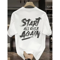 Baskılı Oversize Bisiklet Yaka T-shirt - Beyaz