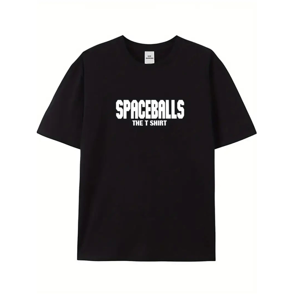 Baskılı Oversize Bisiklet Yaka T-shirt - Siyah