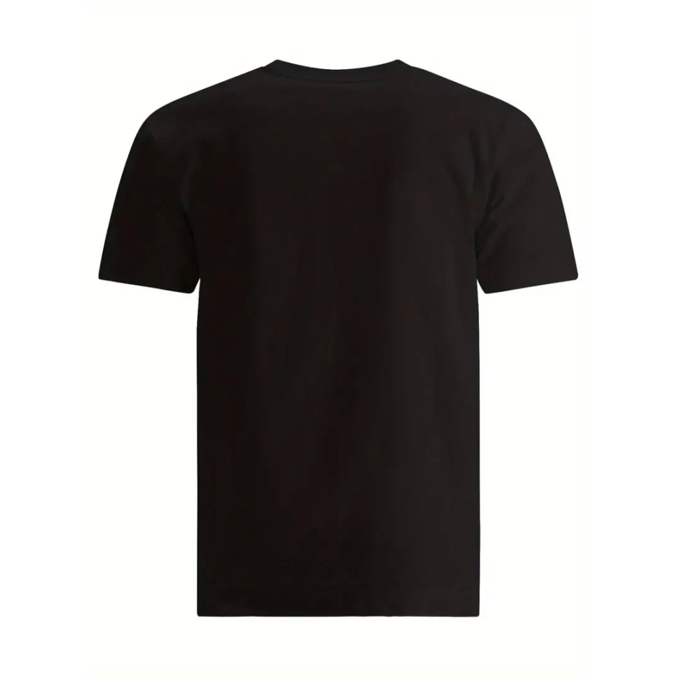 Baskılı Oversize Bisiklet Yaka T-shirt - Siyah