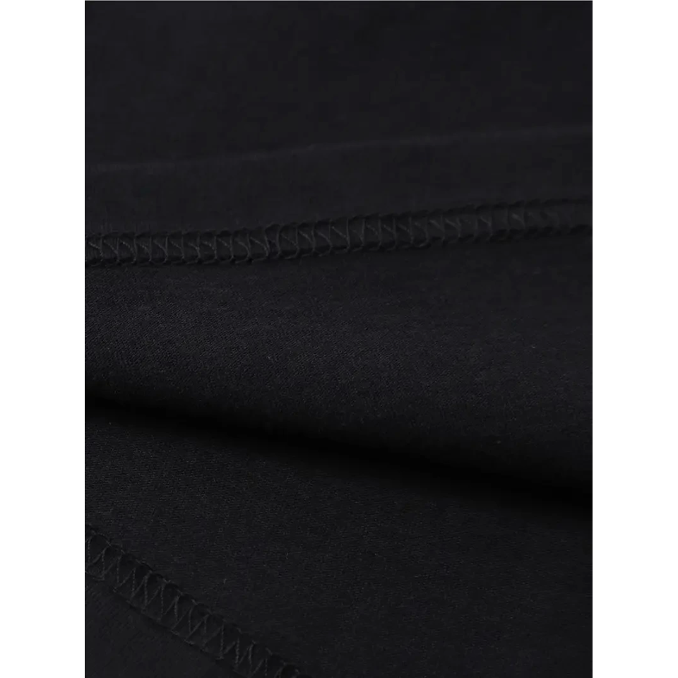 Baskılı Oversize Bisiklet Yaka T-shirt - Siyah
