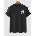 Baskılı Oversize Bisiklet Yaka T-shirt - Siyah