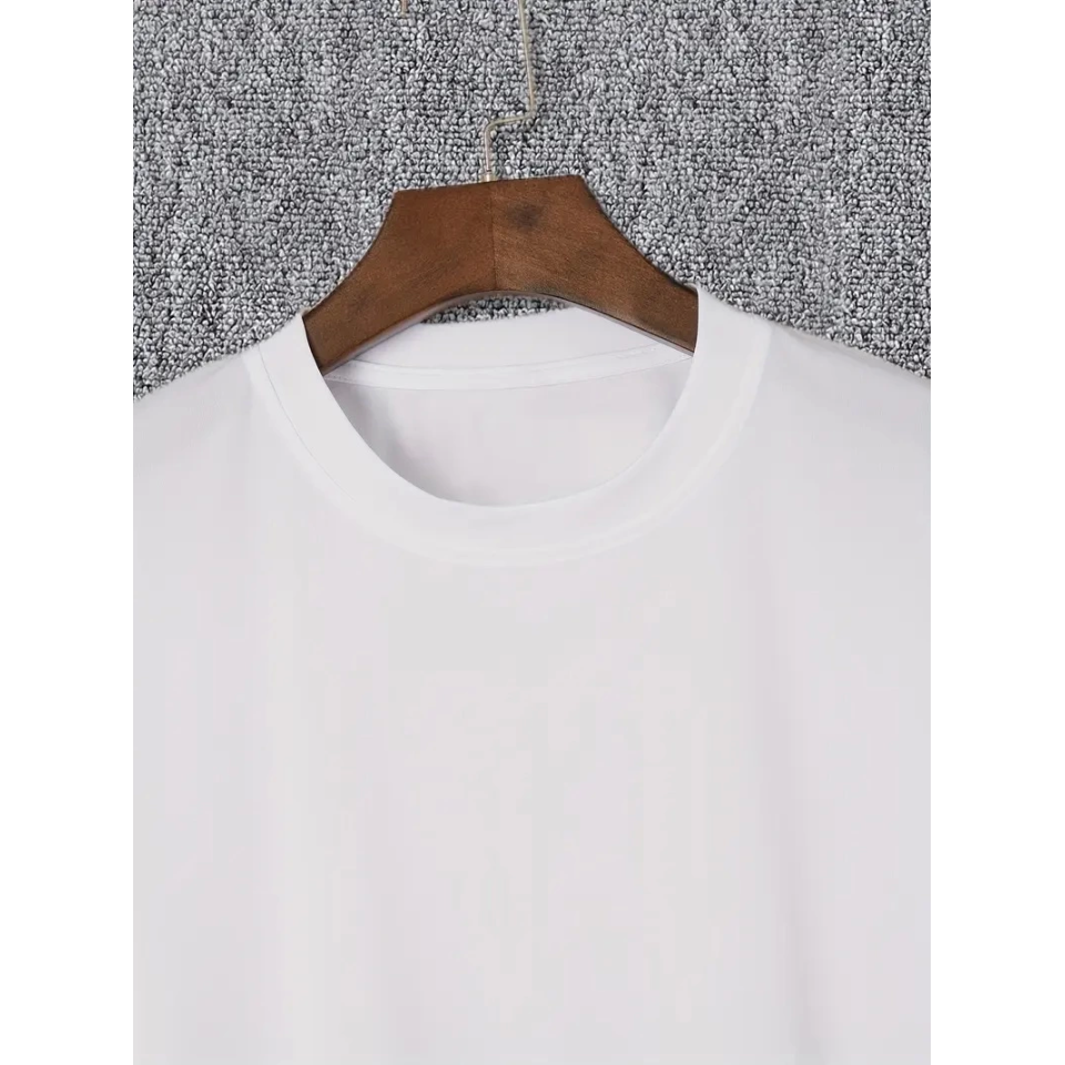 Baskılı Oversize Bisiklet Yaka T-shirt - Beyaz