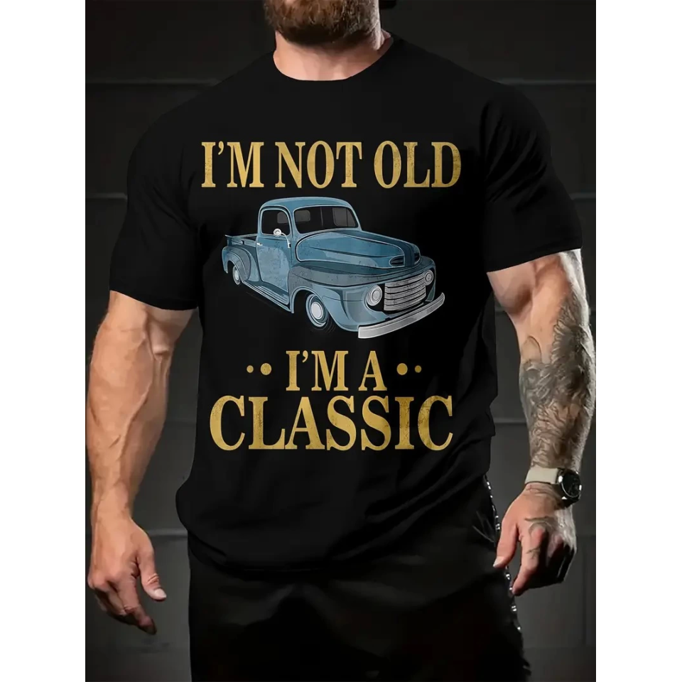Baskılı Oversize Bisiklet Yaka T-shirt - Siyah