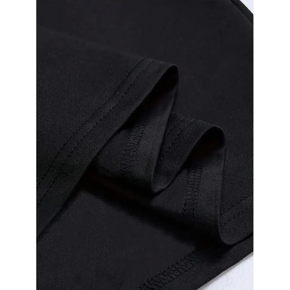 Baskılı Oversize Bisiklet Yaka T-shirt - Siyah