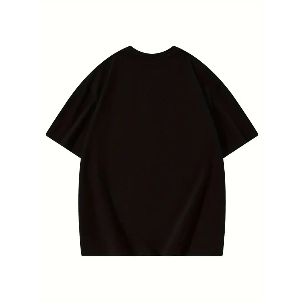 Thousand Baskılı Oversize Bisiklet Yaka T-shirt - Siyah