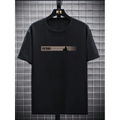 Baskılı Oversize Bisiklet Yaka T-shirt - Siyah