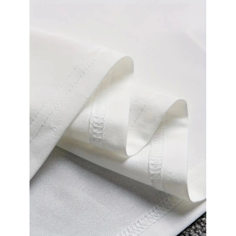Baskılı Oversize Bisiklet Yaka T-shirt - Beyaz