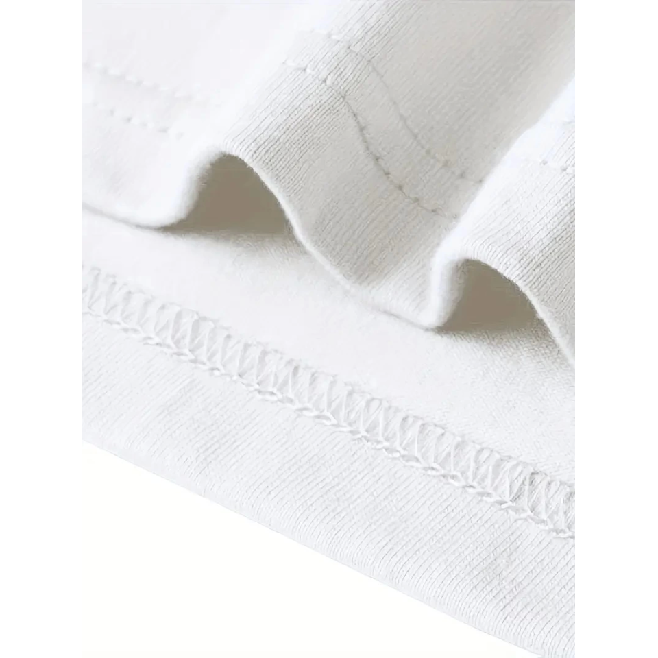 Baskılı Oversize Bisiklet Yaka T-shirt - Beyaz