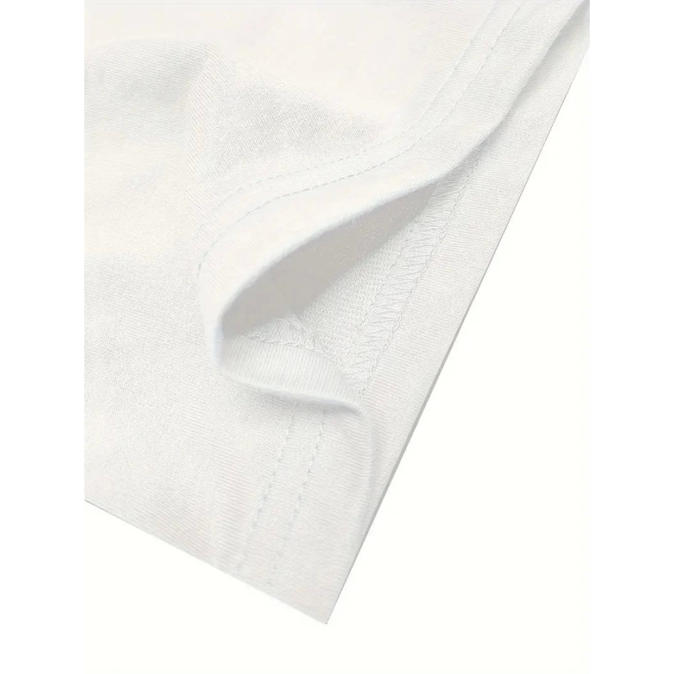 Baskılı Oversize Bisiklet Yaka T-shirt - Beyaz