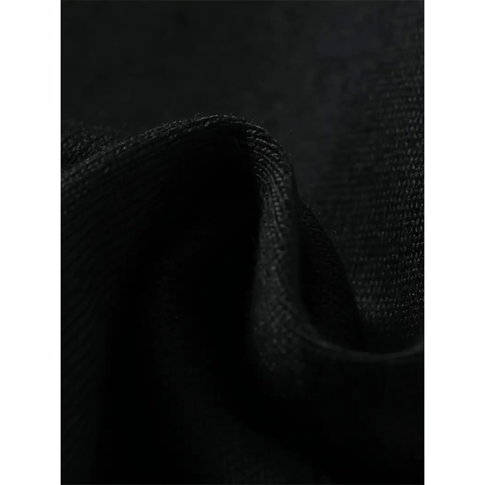 Baskılı Oversize Bisiklet Yaka T-shirt - Siyah