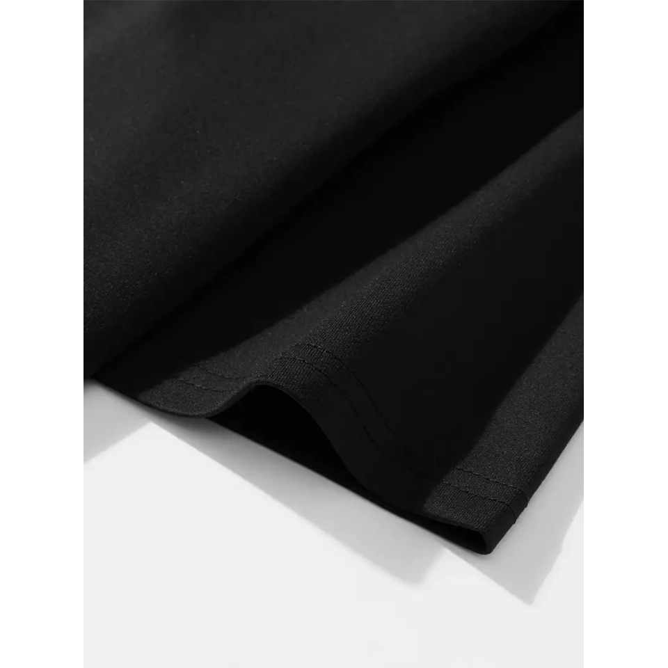 Baskılı Oversize Bisiklet Yaka T-shirt - Siyah