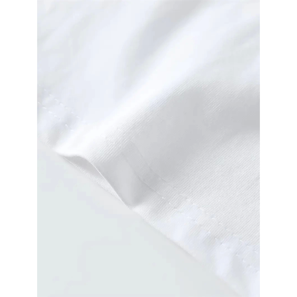 Baskılı Oversize Bisiklet Yaka T-shirt - Beyaz
