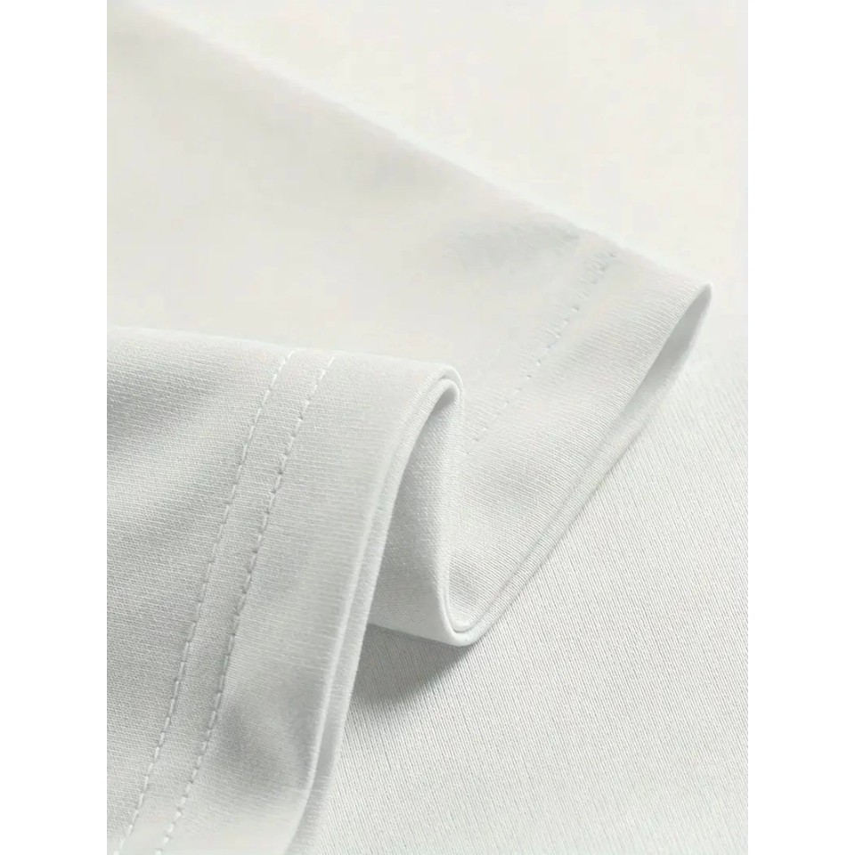 Baskılı Oversize Bisiklet Yaka T-shirt - Beyaz