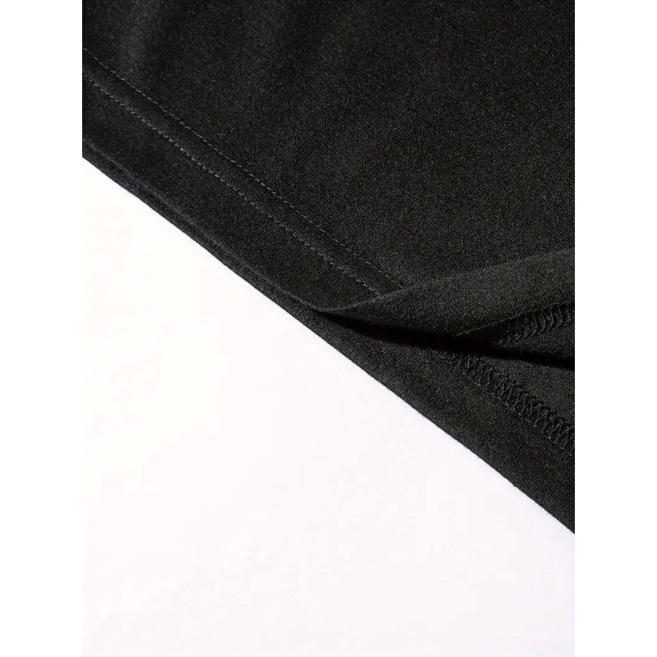 Baskılı Oversize Bisiklet Yaka T-shirt - Siyah