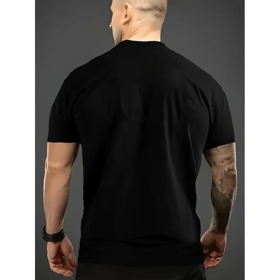 Baskılı Oversize Bisiklet Yaka T-shirt - Siyah