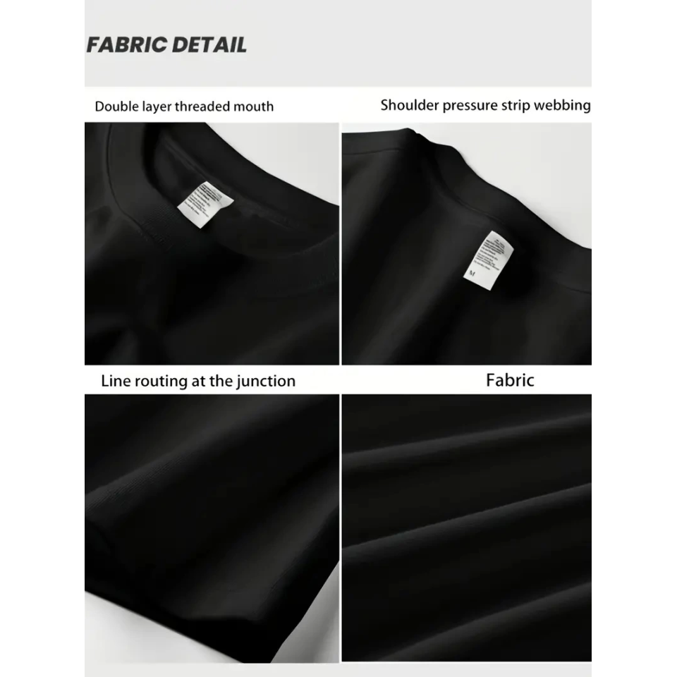 Baskılı Oversize Bisiklet Yaka T-shirt - Siyah