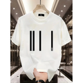 Baskılı Oversize Bisiklet Yaka T-shirt - Beyaz