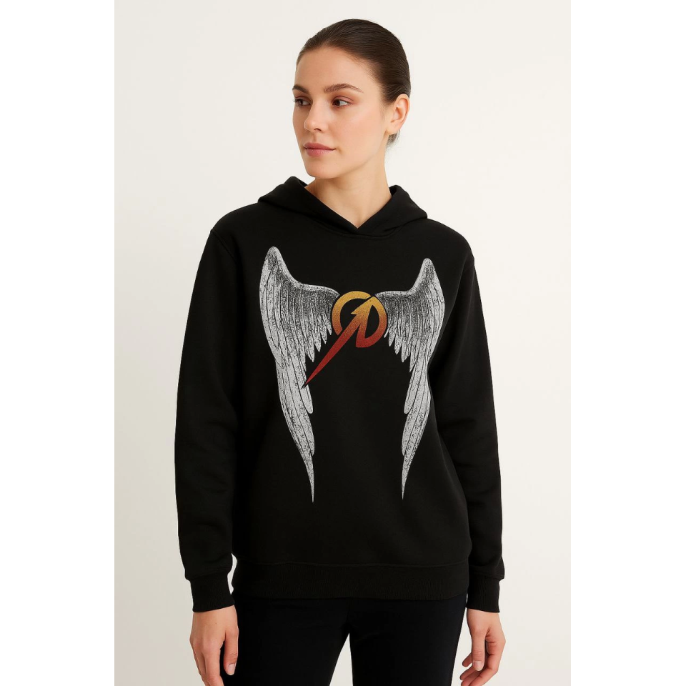 Metallica İki İplik Kapüşonlu Ön Ve Arka Baskılı Hoodie - Siyah