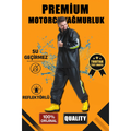 Premium Motorcu Kurye Yağmurluk Takım Su Geçirmez PVC Kumaş Reflektörlü TÜBİTAK Onaylı - Siyah