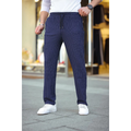 Erkek Cizgili Dokuma Krep Jogger Buggy Pantalon Rahat Kalıp - Lacivert