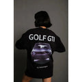 Oversize Baskılı Tişört – Golf GTI Retro Araba Desenli, Ön - Arka Dijital Baskı, Sokak Modası Stil - Siyah