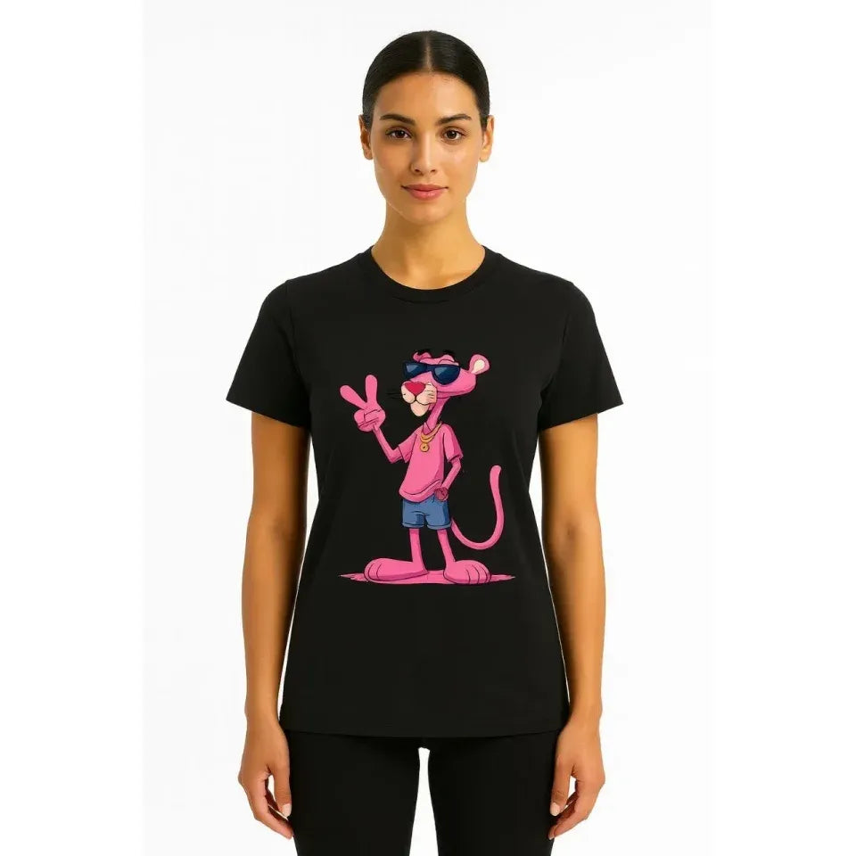 Bisiklet Yaka Kısa Kollu Baskılı T-shirt - Siyah
