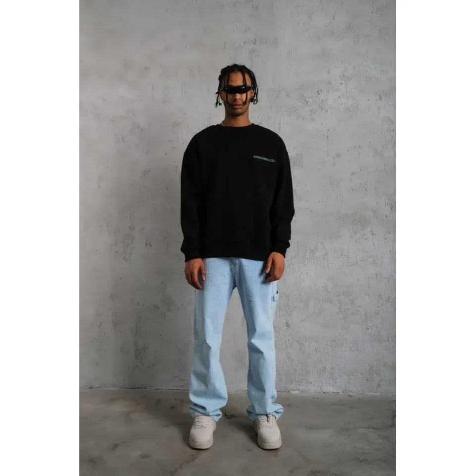 Erkek Baskılı Sweat - Siyah