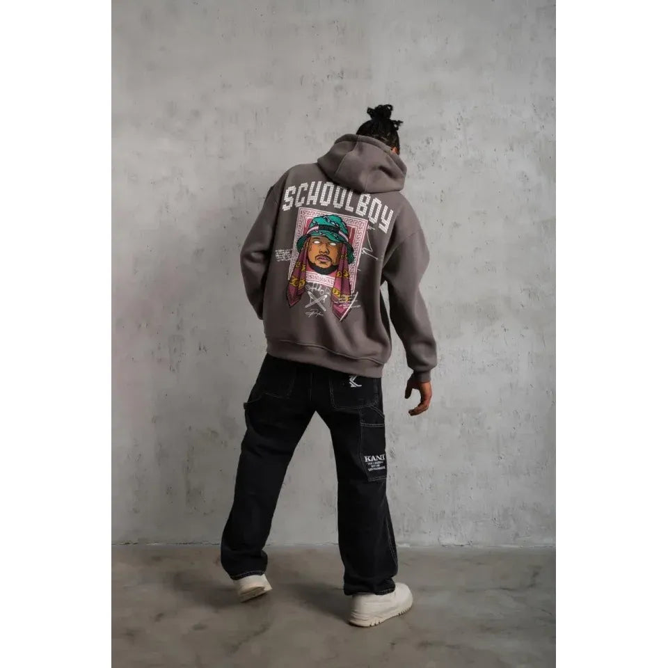 Erkek SCHOOL BOY Baskılı Kapüşonlu Sweat - Gri