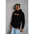 Erkek Armalı Baskılı Kapüşonlu Sweatshirt - Siyah