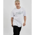 Unisex Bisiklet Yaka Baskılı Oversize T-Shirt - Beyaz