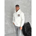 Oversize Üç İplik Kapüşonlu SweatShirt - Beyaz