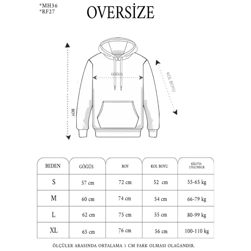 Erkek Nakış İşlemeli Kapşonlu Antrasit Sweatshirt Üç İplik Double Oversize- Füme