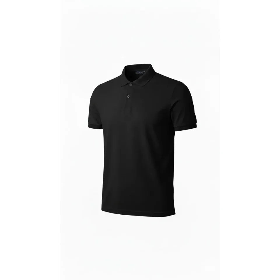 Erkek Pike Kumaş Düğmeli Yaka Regular Fit Günlük Kısa Kol Tişört T-shirt - Siyah