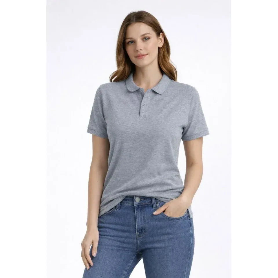 Pike Kumaş Düğmeli Yaka Regular Rahat Günlük Kısa Kol Tişört T-shirt - Gri