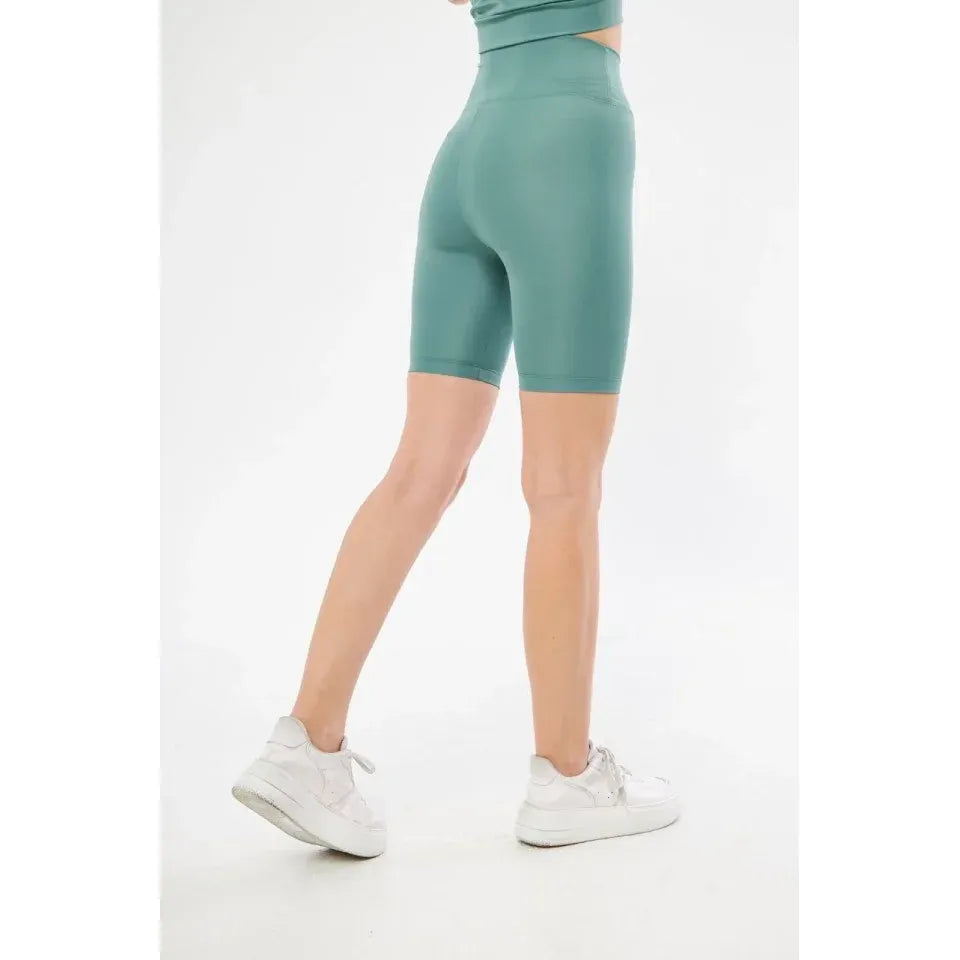 Yüksek Bel Biker Sporcu Şort - Mint Yeşil