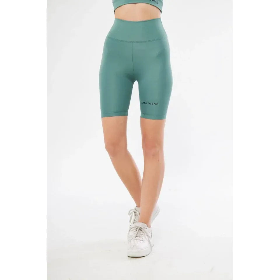 Yüksek Bel Biker Sporcu Şort - Mint Yeşil